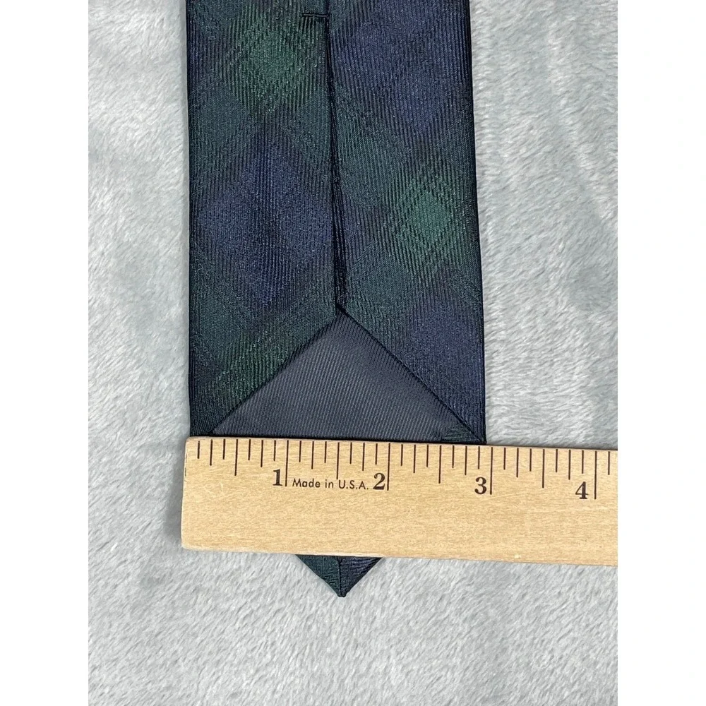 Banana Republic Plaid Necktie Silk Blend Blue Green Classic Business Formal